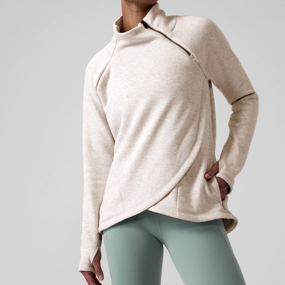 Athleta Cozy Karma Asym Pullover in cream